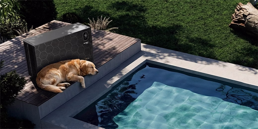 Trocador de calor instalado ao lado da piscina